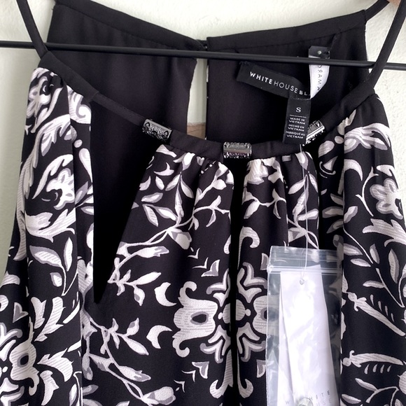 NWT White House Black Market Reversible Sleeveless Halter Dress in Black & Ecru - Picture 6 of 13